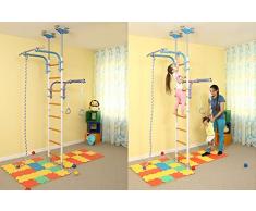 Kids-Juego de Parque infantil para suelo y techo/Familia Interior Entrenamiento en el gimnasio deporte Set con accesorios Equipment: Climber, Cuerda de escalada y anillas de gimnasia/traje para apartamento, escuela, habitación