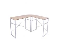 WOLTU Mesa de Escritorio en Esquina Escritorio en ángulo Computadora Escritorio en la Oficina Encimera de Trabajo de Madera y Acero, 83x40x72,5 y 63x40x72,5cm (WxDxH), Madera, Madera, Roble TSG24hei