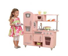 KidKraft 53179 - Cocina de juguete de madera vintage rosa para niños con teléfono incluido para juegos de dramatizaciòn , Color Rosa