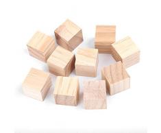 Tarugo de Pino Cuadrados de Madera Bloques de Madera para Fabricación de Rompecabezas, Artesanía, DIY(10mm（50 pcs）)