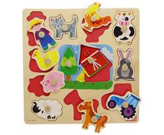 Goula- Puzzle Encajes Granja Madera 28x28cm, Multicolor, (Diset 53025)