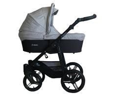 Vizaro ONYX 2020 DÚO 2 en 1 - Cochecito Bebé GAMA ALTA REAL - MARCA ESPAÑOLA - Ligero y funcional - Hecho en UE - TEXTILES MUY ALTA CALIDAD - Garantía 3 Años - Textil GRIS Chasis NEGRO