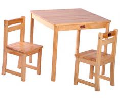TikkTokk Boss - Juego infantil de mesa y sillas (acabado barnizado), color madera natural