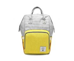 SONARIN Raya Multifunción Mochilas para Pañales,Bolsa de pañales,Organizador de Mochila de Viaje Con Bolsas Con Aislamiento de Botella,Impermeable,Gran Capacidad,Elegante,Ideal Regalo(Amarillo)