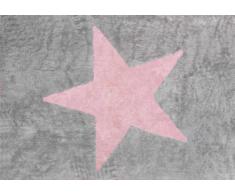 Aratextil. Alfombra Infantil 100% Algodón lavable en lavadora Colección Estela Gris / Rosa 120x160 cms