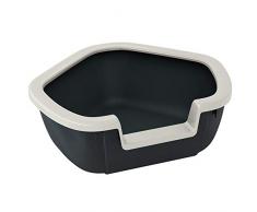 Ferplast Bandeja Sanitaria esquinera para Gatos Caja de Arena para Gatos Abierta Dama, Plástico, Bandeja de Recogida, Marco extraíble, 57,5 x 51,5 x h 22 cm Negro