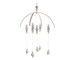Cozyhoma - Móvil musical para cuna de bebé, cuentas de madera, campanillas de viento, giratorio, plástico, A5, 32 x 52 cm