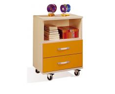 Mesita sinfonier infantil con ruedas 55x78 cm. color haya con naranja, mesa niños