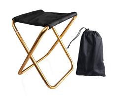 chudian 1pcs Taburete Plegable Camping, Silla Plegable Portátil Pequeño Taburete Plegable Dorado de Aluminio con Bolsa al Aire Libre para Pesca Acampada Viaje Picnic Senderismo