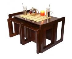 Multifuncional Nido de Mesas de Café, Una Mesa o Banco y Dos Mesas o Sillas Muebles de Madera o Muebles de Madera Oscura Para Niños Conjunto de Tres Piezas