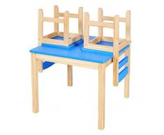 ts-ideen Juego de mesa y dos sillas para niños azul