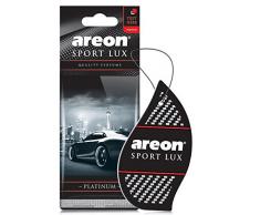 Areon Ambientador Coche Sport Lux Platino Colgante Colgar Olor Perfume Original Negro Cartón Retrovisor Casa Oficina 2D ( Platinum Pack de 10 )