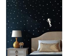 Lámina Pared "Elfo Fluorescente" de Lámina Autoadhesiva Iluminada (Brilla en la Oscuridad) para un Fantástico Cielo Estrellado en Habitación Infantil