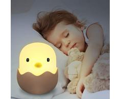 solawill Luz Nocturna Bebé Lámpara LED Silicona Toque Lámpara de Noche USB Recargable Lámpara de Cartoon Polluelo Animal para mesita de noche o estantería, Regalo para los Niños