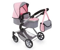 Bayer Design-18108AA Cochecito de Muñecas City Neo con Bolso Cambiador, Transformable, altura regulable, plegable, moderno, color gris, rosa con hada (18108AA)