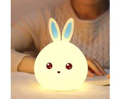Luz Nocturna Infantil Recargable LED Mesilla de Noche Lámpara de Silicona y Portátil con Luces de Colores para Bebé Niños Niñas, Dormitorio y Guardería Decoración Azul