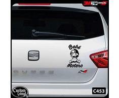 Custom Vinyl Pegatina Bebe Motero 18x12cm (Blanco)