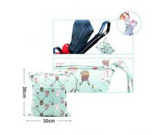 HOTLIKE Bolsa de Pañales, 3PCS Bebé Reutilizable Impermeabilizan Bolsa con Cremallera Impermeable para Mamá, Wetbag Portátil Organizador de Viaje, Playa, Gym (Blanco)