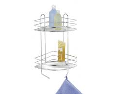 Wenko 15498100 - Repisa de rejilla en esquina para ducha (2 estantes, 2 colgadores, 30 x 44 x 24 cm), cromado