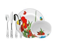 WMF Mundo Animal - Vajilla para niños de 6 piezas, incluye plato, cuenco y cubertería (tenedor, cuchillo de mesa, cuchara y cuchara pequeña) (WMF Kids infantil)