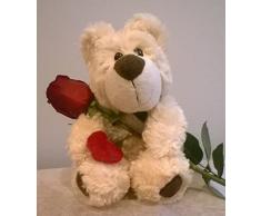 Rosa Roja con Oso peluche de 35cm. super suave