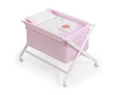 Interbaby Conejito Árbol - Minicuna de madera + textil, color blanco/rosa