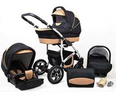 Cochecito de bebe 3 en 1 2 en 1 Trio Isofix silla de paseo New L-GO 2 by SaintBaby negro & beis 2in1 sin Silla de coche