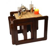 3 en 1 Muebles Multifuncional Para Adultos Conjunto De Nido de Dos Mesas de Café, o Muebles Multifuncional Para Niños Conjunto De Una Mesa Multifuncional y Una Silla Multifunciona Madera de Haya Maciza Barnizado Oscuro