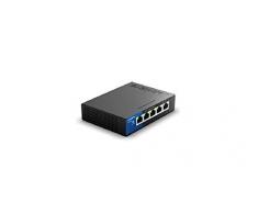 Linksys LGS105-EU - Unmanaged Switch Gigabit de Escritorio para Empresas (5 Puertos, Plug and Play, Ahorro de energía, optimización del tráfico), Azul y Negro