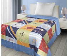 Eurofirany Chon/D/P/Basebal Patchwork Colcha Basebal para niños, Microfibra, Azul, 210 x 170 x 2 cm