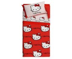 Hello Kitty - Colcha Acolchada para Cama Individual, diseño de Lunares, Color Rojo
