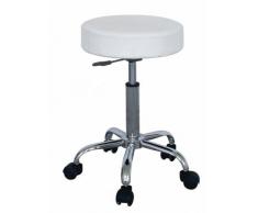 SixBros. Taburete Ajustable en Altura, Taburete Giratorio con Ruedas, Taburete de Cuero sintético, Ajustable, Marfil - M-95027/193