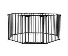COSTWAY Barrera de Seguridad para Chimenea Reja de Protección para Niño Metal Plegable Seguridad para Puerta Escalera 5M (Negro)