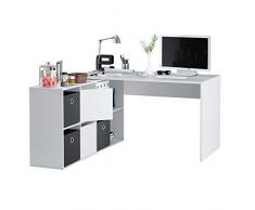 Habitdesign Escritorio Multiposición Reversible, Mesa Estudio, Mesa PC, Modelo Adapta XL, Acabado en Blanco Artik