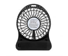 Mini Escritorio USB Ventilador Portátil Recargable LED Light Cooler De Aire para Oficina, Hogar, Dormitorio, Biblioteca, Camping, Viajes, Gimnasio, Cochecito, Etc. (2 Piezas Negro)