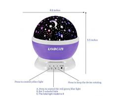 LOBKIN 360 grados de rotación 3 Modo de luz del proyector de la estrella romántica Cosmos Luna del cielo de la lámpara de proyección de luz nocturna dormitorio para niños, regalos de la Navidad