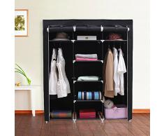 SONGMICS Armario Closet Organizador Textil Plegable Color Negro 175 x 150 x 45 cm RYG12B