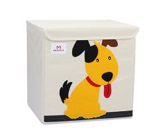 Meshela Caja de almacenamiento para niños, gran capacidad, plegable, lona de dibujos animados, cubo organizador para ropa, zapatos, juguetes, 33 x33x33 (Perro)