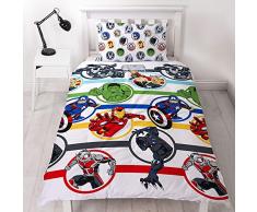 Marvel Avengers - Juego de sábanas para niños con funda nórdica individual (incluye funda de almohada a juego)