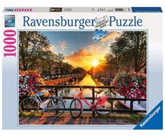Ravensburger Bicicletas en Amsterdam - Puzzle Fotos y paisajes, Premium Puzzle con tecnología Softclick, 1000 piezas, para adultos (196067)