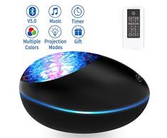 Lampara Proyector Océano Ola Bluetooth 5.0, Lámpara Proyector Infantil Luz Nocturna con 360° Rotación y 8 Música, 8 Modos, con Control Remoto y Temporizador Proyector Noche Adultos Niños Regalo