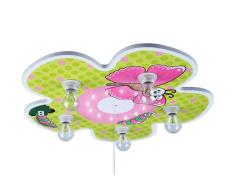 Lámpara de Techo para Niños - CEE: A++ a E, con Forma de Flor, E14, 5 flama, 49x49x7 cm, Moderna - Luz de Techo, Plafón, Iluminación - para Habitación Dormitorio Infantil, Sala de Estar