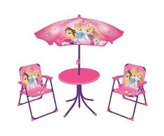 Fun House 712348 Disney Princesses salón de jardín para niños con 1 Mesa, 2 sillas y 1 sombrilla