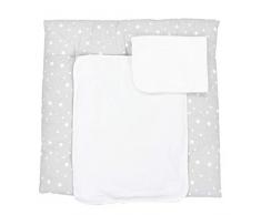 TupTam Colchón para Cambiador con 2 Cubiertas de Rizo Bebé, Estrellas Gris 2, 75 x 80 cm