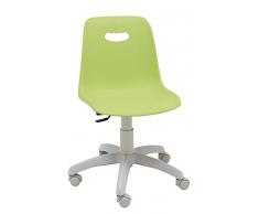 Centrosilla Silla giratoria escritorio niños Venezia Gris color verde claro silla juvenil con respaldo flexible ideal para estudio - carcasa polipropileno