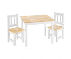 TecTake Conjunto de Muebles Mesa y 2 sillas para niños infantieles Madera Blanco