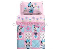 Disney Colcha de Invierno para Cama Individual (Microfibra Minnie Patchwork de Caleffi