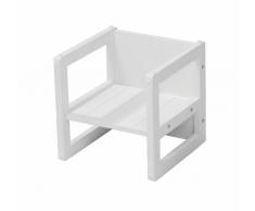roba Silla Infantil Blanca y Reversible en 3 Alturas de Asiento - 30 x 30 cm - Capacidad Máxima 60 kg - Taburete Infantil Estilo Campestre