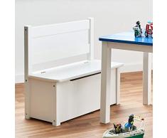 Juego de Mesa y sillas Infantil de Madera Maciza de Pino - Conjuntos de Muebles infatiles a Elegir - Mesa de Actividades para niños, Color:Blanco, Modelo:Baúl
