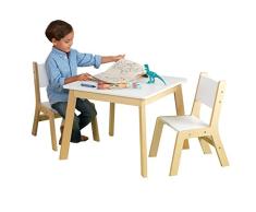 KidKraft- Mesa con 2 sillas de madera y blanca, para sala de juegos infantil / muebles de dormitorio, Color Blanco (27025)